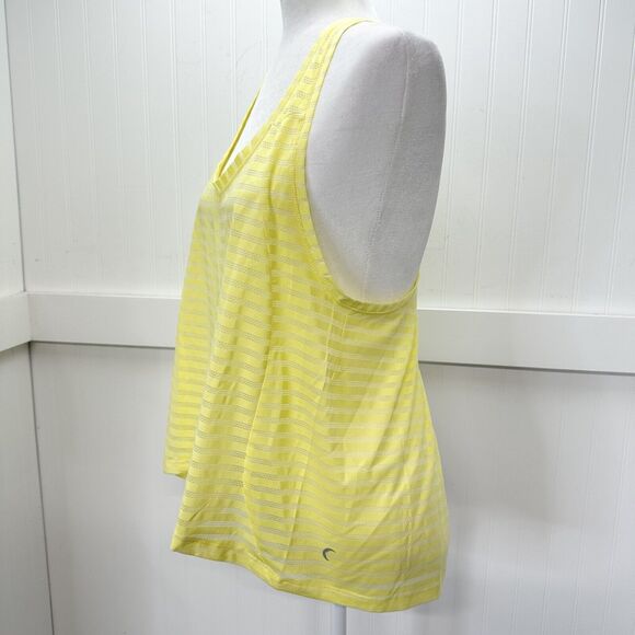 Zyia Active Nimbus Split Back Tank Top Large Yellow Open Back Sheer Stripe EUC - Picture 4 of 10